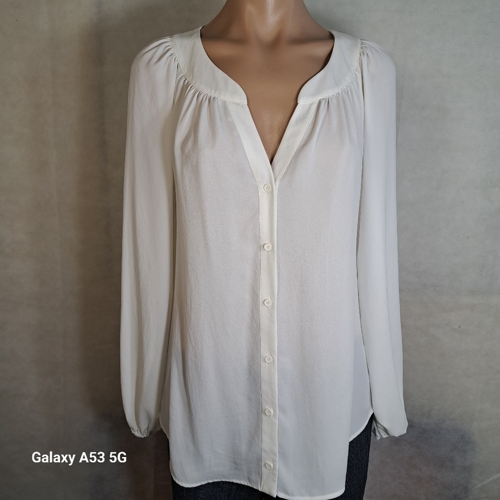 Bellatrix White Long Sleeve Button Up Blouse Women's Size Medium
